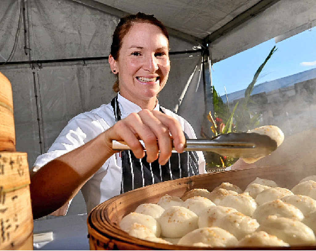 Megan Dean with duck buns from Embassy XO. Megan Dean with duck buns from Embassy XO.